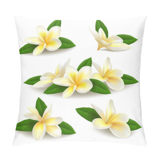 Personality  Realistic Plumeria (frangipani) Flowers With Leaves Isolated On White Background.  Pillow Covers