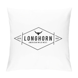 Personality  Vintage Label With Silhouette Of Bull Head. Texas Wild West Theme. Vector Illustration Pillow Covers