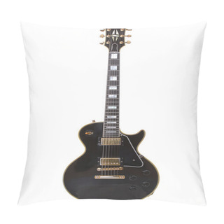 Personality  Beautiful Black Electric Guitar Isolated Over White Pillow Covers