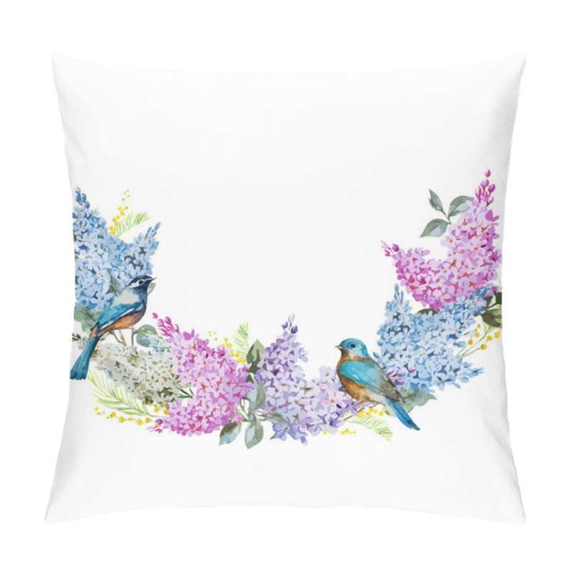 Personality  Lilac wreath and birds pillow covers