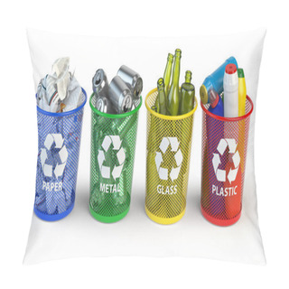 Personality  Colored Trash Bins For Recycle Paper, Plastic, Glass And Metal I Pillow Covers