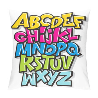 Personality  Cartoon Comic Font Alphabet. Vector Pillow Covers