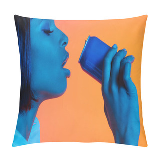Personality  African American Girl Drinking From Can Pillow Covers