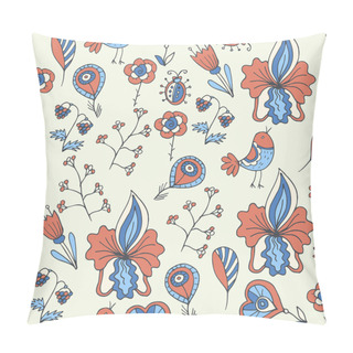 Personality  Endless Pattern With Flowers And Birds Pillow Covers