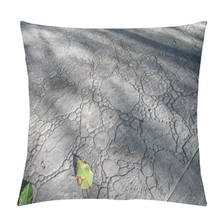 Personality  Top View Of Stamped Concrete Pavement Outdoor, Flat Boulders And Rounded Edges Stones Pattern, Flooring Exterior, Decorative Gray Color And Texture Of Cement Paving Pillow Covers