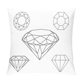 Personality  Diamonds Wireframe On White Background Pillow Covers