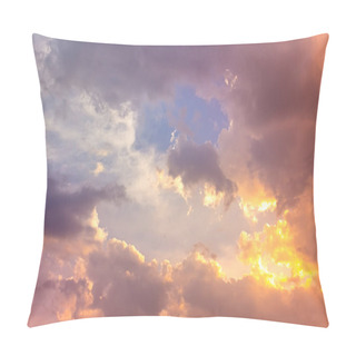Personality  Orange Sun Down Light With Purple And Pink Color Light In Clouds Pillow Covers