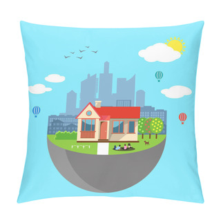 Personality  Urban Home Earth Concept. Vector Illustration Pillow Covers