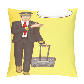 Personality  Pop Art Steward, Flight Attendant, Air Hostess Man Pillow Covers