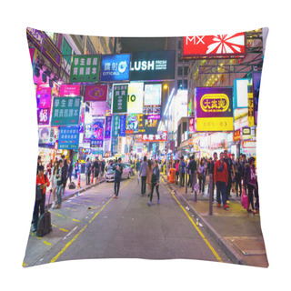 Personality  People Travel In Shopping Street Of Hong Kong Pillow Covers