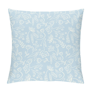 Personality  Tender Blue Spring Hand Drawn Floral Pattern Pillow Covers