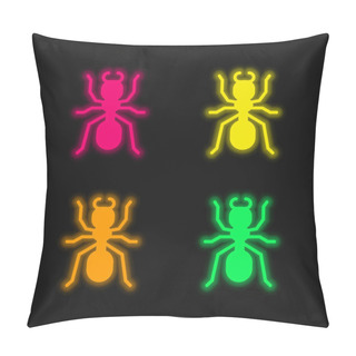 Personality  Ant Four Color Glowing Neon Vector Icon Pillow Covers