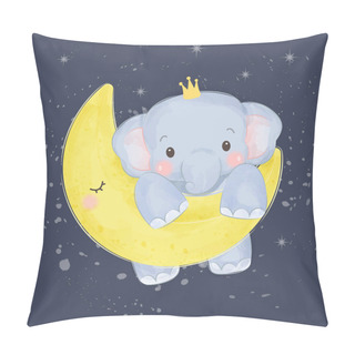 Personality  Cute Baby Elephant Illustration, Animal Clipart, Baby Shower Decoration, Woodland Illustration. Pillow Covers