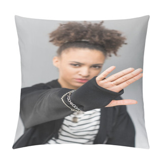 Personality  African American Girl With Stop Sign Pillow Covers