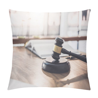 Personality  Scales Of Justice And Gavel On Sounding Block, Object And Law Bo Pillow Covers