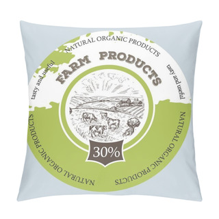 Personality  Cows Graze In The Meadow. Round Background. Pillow Covers