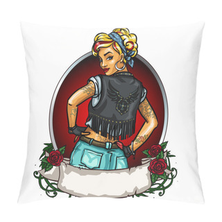 Personality  Pretty Pin Up Girl Label Pillow Covers