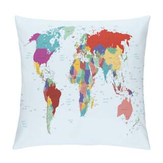 Personality  Political Map Of The World Pillow Covers