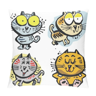 Personality  Four Striped Cats Pillow Covers
