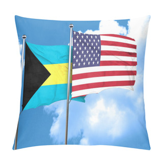Personality  Bahamas Flag With American Flag, 3D Rendering Pillow Covers