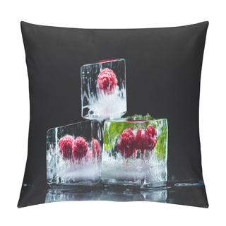 Personality  Raspberries Frozen In Ice Cubes Pillow Covers