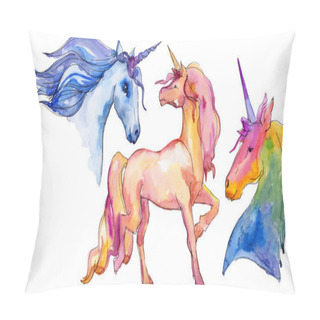Personality  Cute Unicorn Horse. Fairytale Children Sweet Dream. Rainbow Animal Horn Character. Isolated Illustration Element. Pillow Covers