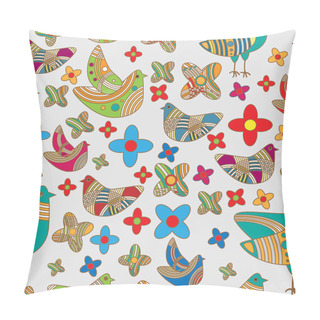 Personality  Vector Colorful Background With Birds. Pillow Covers