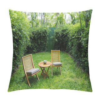Personality  Garden Chairs On The Backyard Pillow Covers