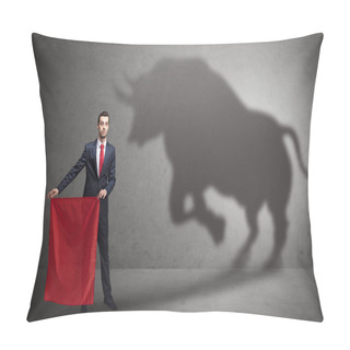 Personality  Businessman With Bull Shadow And Toreador Concept Pillow Covers