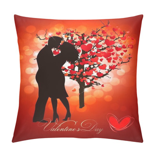 Personality  Valentine's Day Background With A Kissing Couple Silhouette And  Pillow Covers