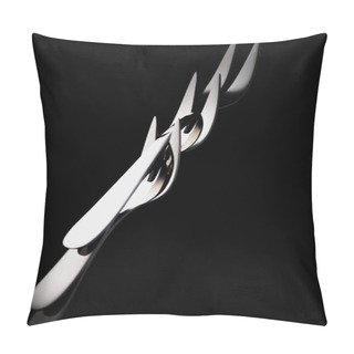 Personality  Fruit Forks With Two Tines Isolated On Black Pillow Covers