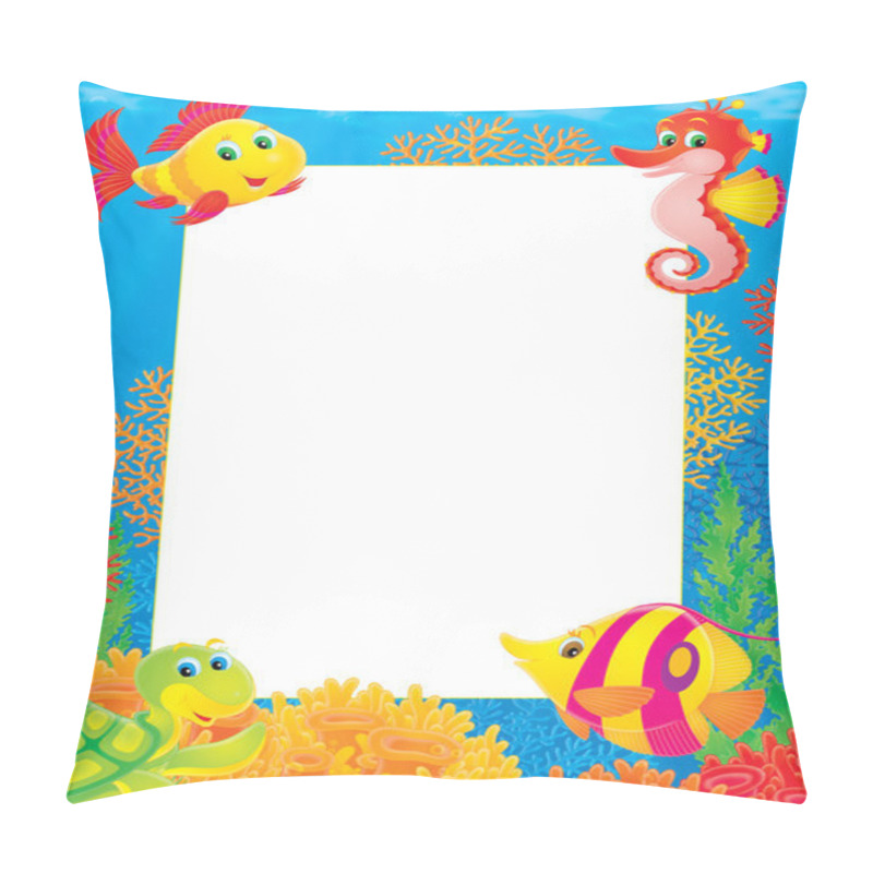 Personality  Underwater stationery border of a friendly sea turtle pillow covers