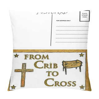 Personality  Empty Blank Postcard Template Crib And Cross Image Pillow Covers