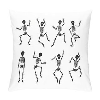 Personality  Vector Hand Drawn Illustration Concept Of Dancing Happy Halloween Skeleton Pillow Covers