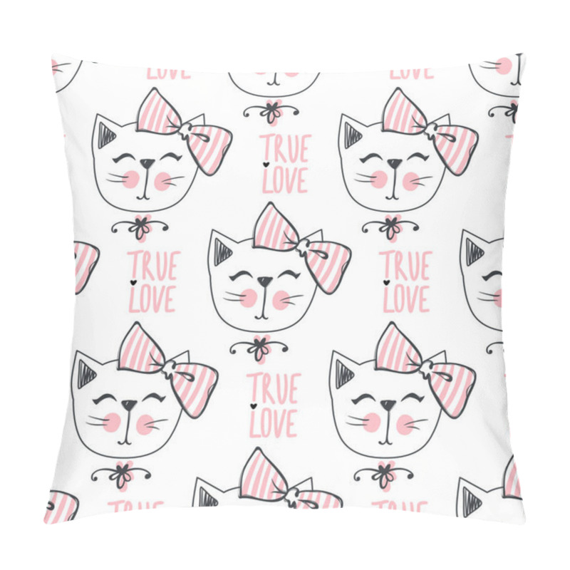 Personality  Fashion cat seamless pattern. Cute kitten background pillow covers