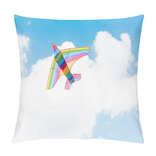 Personality  Colorful Kite Flying In Blue Sky With Clouds Pillow Covers