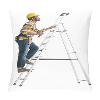 Personality  Handsome Construction Worker On Ladder Pillow Covers