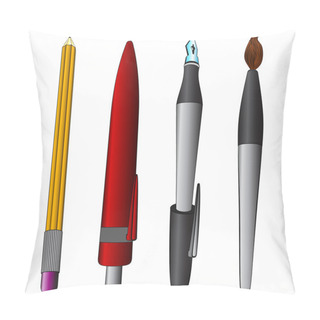 Personality  Brush Pen Ballpoint Pencil Colored Collection Vector Pillow Covers
