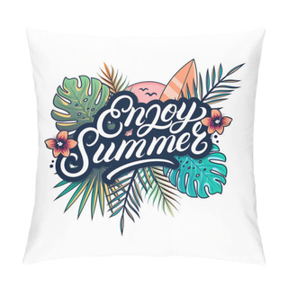 Personality  Enjoy Summer Hand Written Lettering Text Pillow Covers