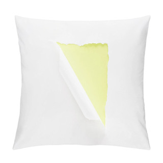 Personality  White Torn And Rolled Paper On Lime Green Colorful Background Pillow Covers