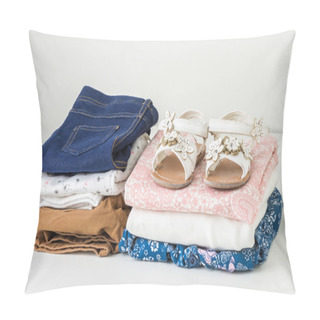 Personality  Stack Of Clean Baby Clothes In White Wardrobe Pillow Covers