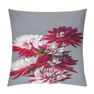 Personality  Bunch Of Red And White Dahlias Pillow Covers