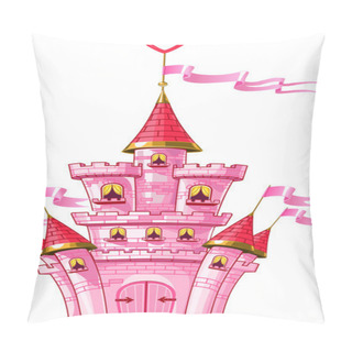 Personality  Magical Fairytale Pink Castle With Flags Pillow Covers