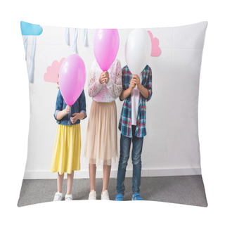 Personality  Adorable Kids With Balloons Pillow Covers