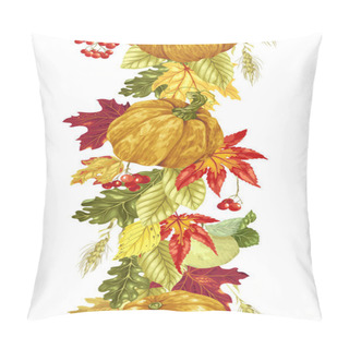 Personality  Vector Decorative Seamless Line Vertical Element With Autumn Elements For Harvest Season And Thanksgiving Day Pillow Covers