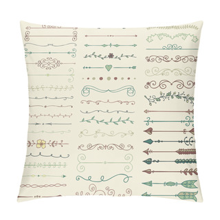 Personality  Vector Colorful Hand Drawn Dividers, Arrows, Swirls Pillow Covers