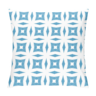 Personality  Chevron Stripes Design. Blue Symmetrical Kaleidoscope Background. Textile Ready Fascinating Print, Swimwear Fabric, Wallpaper, Wrapping. Geometric Chevron Stripes Pattern. Pillow Covers