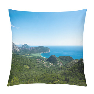 Personality  Aerial View Of In Budva Rivier In Montenegro Pillow Covers