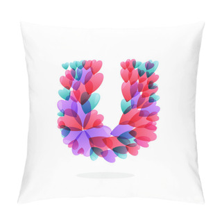 Personality  U Letter Logo Formed By Hearts. Pillow Covers