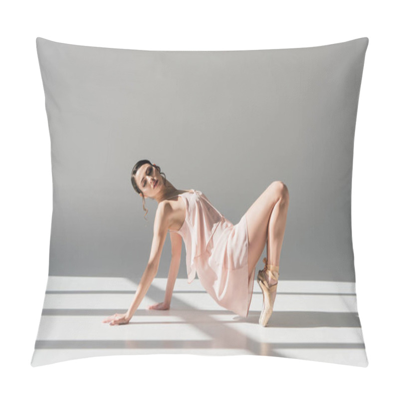Personality  beautiful ballerina dancing in pink dress and pointe shoes  pillow covers